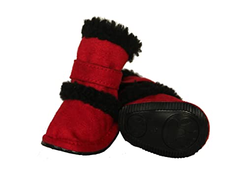 Pet Life Doggz Shearling Dog Boots XSmall Red