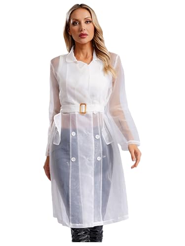 Amazon.com: JEATHA Trench Coats for Women Sheer Mesh Organza