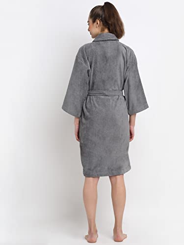 Image of CREEVA Luxury 100% Cotton Bathrobe for Men & Women | Super Soft Velour | Shawl Collar | Highly Absorbent | Ideal for Spa, Shower, Gym, Travel & Gifting