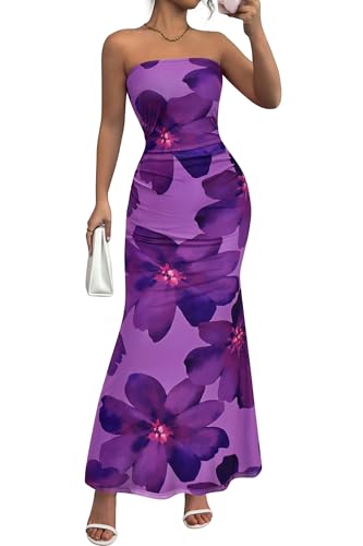 PRETTYGARDEN Womens Spring Dresses 2026 Sexy Strapless Tube Bodycon Mesh