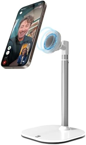 Adjustable Magnetic Phone Stand with 360° Rotation & Secure Base for Desk Use