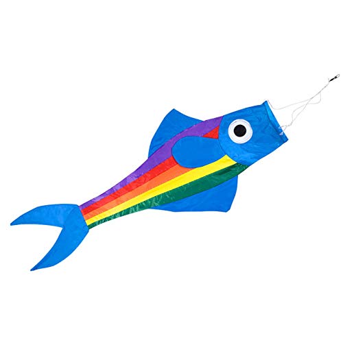 CIM Manga de Viento - Fisch Blue - Resistente a Rayos UV/Resistente a la Intemperie - 91x38x12cm - Gancho de rodamiento a Bolas Giratorio Incluido