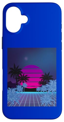 Retro 80s Vaporwave Palm Trees Sunset - Synthwave Art Tee Custodia per iPhone 16 Plus