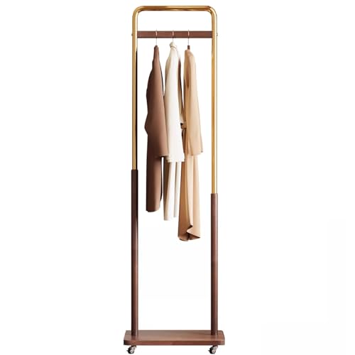 Portant à vêtements en bois massif avec roulettes et barres