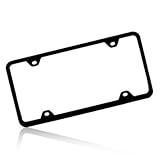 Slim Black Stainless Steel License Plate Frame with 4 Holes, Lifetime Warranty