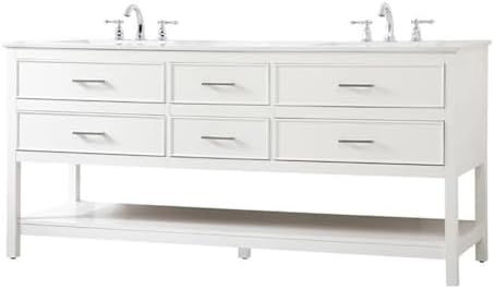 Elegant Decor Sinclaire 72" Aluminum Alloy & MDF Double Bathroom Vanity in White