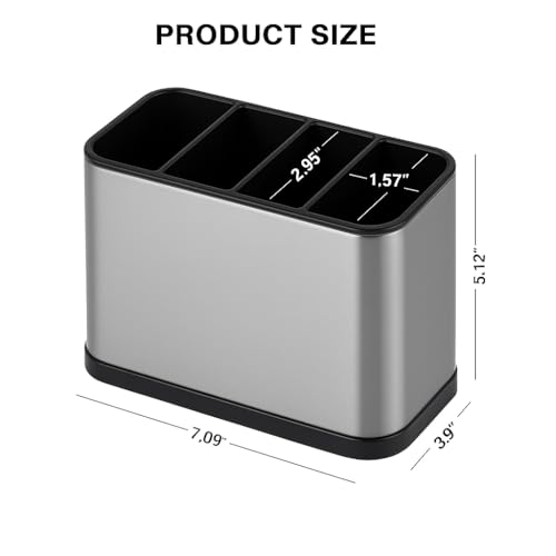 Image of Stainless Steel Spoon Holder & Cutlery Stand for Kitchen | Knife, Spoon, Fork Organizer | Large Utensil & Spatula Holder for Countertop & Dining Table