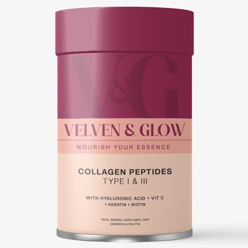 Péptidos Colágeno Hidrolizado con Vitamina C + Ácido Hialurónico + Biotina 300g en Polvo Sin Sabor - Piel + Articulaciones + Cabello y Uñas – Collagen Peptides Powder Alta Biodisponibilidad | Velven