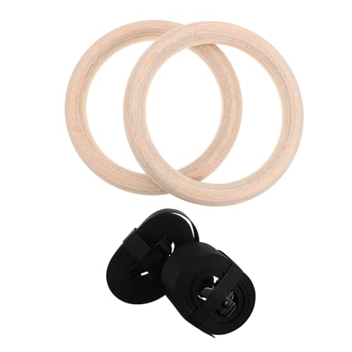 Anillas de gimnasia de madera con correas ajustables