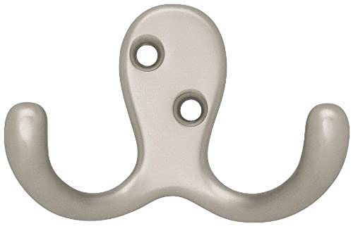 Liberty Hardware B46114Q-SN-C5 Double Prong Robe Hook, Satin Nickel