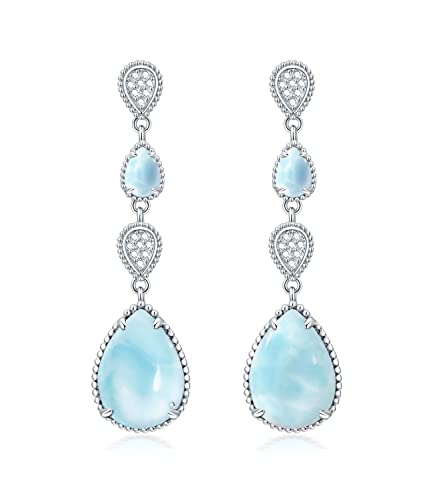 Boucles d'oreilles opale blanche naturelle turquoise larme argent 925 pour femme WSX
