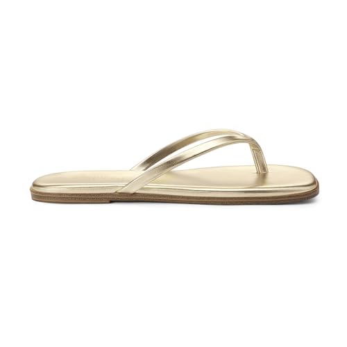 Image of Rihero Flip Flops for Women Comfortable Square Toe Beach Sandals Slip On Leather Thong Flat Sandals Dressy