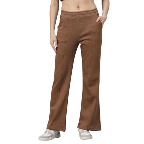 Image of 98 Degree North Women Flared Fleece Track Pants-GL1315-ALMOND