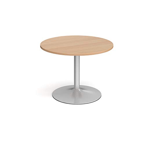 Mr Office Trumpet base circular boardroom table - silver frame, Beech, 1000