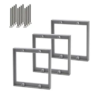 0.25Inch Double Gang Receptacle Outlet Box Extenders,Include 12Screws(6-32 x 1.25),Electrical Outlet Extender for Electrical Outlet Box and Electrical Outlet Switches,Gray (Pack of 3)