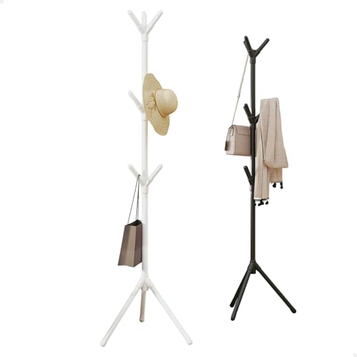 Mancebo Cabideiro de Chão Organizador para Roupas Casaco Bolsa Chapéu 9 Ganchos (Branco)