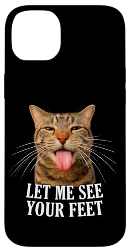Let Me See Your Feet Funny Tabby Cat Meme Tongue Out Adult �X�}�z�P�[�X iPhone 14 Plus �p