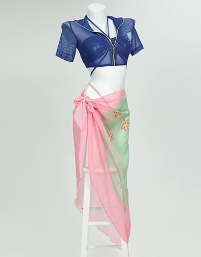haikyuu Women Cosplay Swimsuit with Wrap Skirt Anime Two Piece Bathing Suit Halter Rave Swimwear2