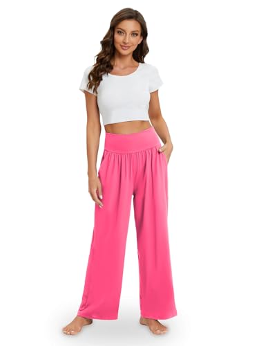 Image of Gracyoga Wide Leg Yoga Pants for Women Casual Loose Cozy Sweatpants High Waisted Lounge Pajama Flowy Pants With Pockets
