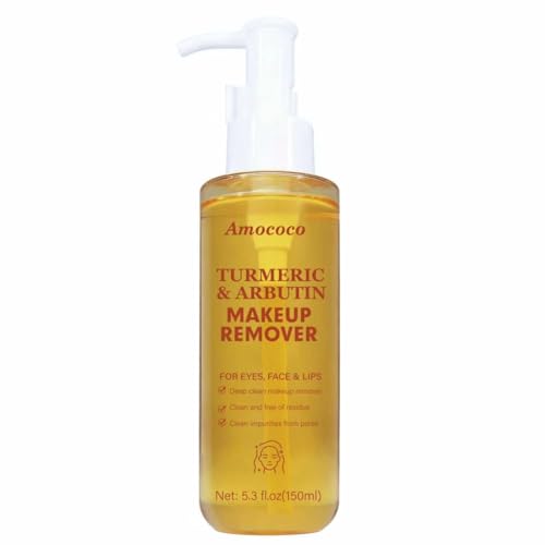 Image of Turmeric & Arbutin Makeup Remover Water, Deep Clean Facial Cleanser for All Skin Types, 5.3 fl oz, Removes Waterproof Makeup & Impurities, Non-Stripping, Residue-Free Formula with Natural Ingredients