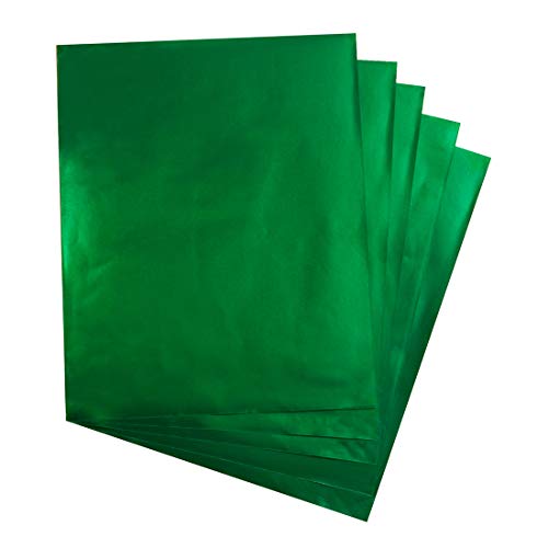 Hygloss Products Metallic Foil Paper for Arts and Crafts, Classroom Activities and Artists-Party or Holiday Décor-8.5" x 11"-Green-100 Sheets, Green 100 Piece