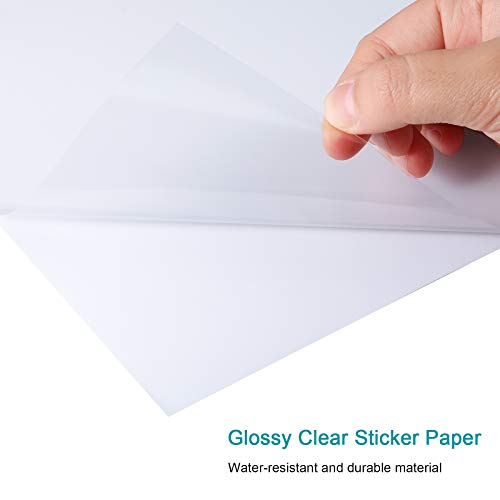 Clear Sticker Paper For Inkjet Printers, 20 Sheets Transparent Printable Vinyl Sticker Paper Sticker Label Paper For Diy Crafts Personalized Decals Stickers, 8.5 X 11 Inch (Glossy Clear) #TOP2