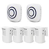 Long Range Wireless Driveway Alarm- Security Driveway Alert, Motion Detector Driveway Motion Sensor Alarm to Monitor and Protect Home Property (2 Plug-in RECEIVERS and 4 Motion SENSORS)