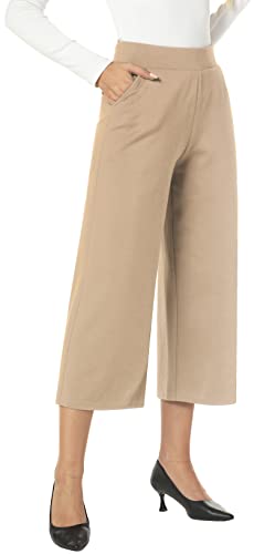 MISS MOLY Women's Wide Leg Pants Business Crop Palazo Dress Pants Capris Culotte Stretch Pull On Work Pants2