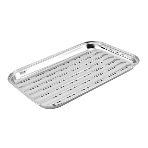 AUTSUPPL Vassoio Barbecue in Acciaio Inossidabile Teglia Rettangolare Multifunzione per Cottura Vapore Grigliate e Conservazione Resistente e Facile da Pulire per Cucina e Outdoor