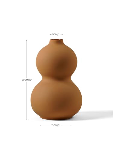 Image of PUREZENTO Oreo Big Vase Brown Matte Finish Ceramic Designer Flower Vases for Home, Decoration, Centre Table, Bedroom, Side Corner Beautiful Decorative Vases with Unique Quality