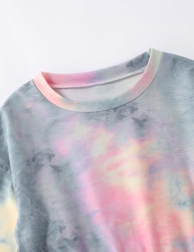 Girls Clothes Tie-Dye Long Sleeve Sweatshirt Cool Patchwork Sweatpants 2 Piece Girls' Clothing Sets Size 6-14 Years4