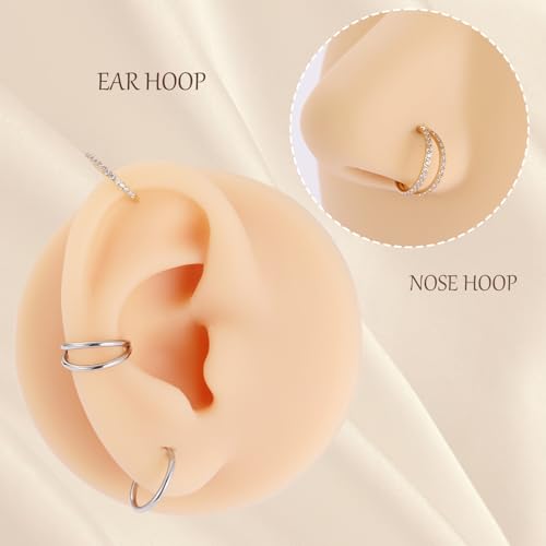 AROWRO Conch Piercing Jewelry Septum Jewelry Nose Ring Hoop 20G 18G 16G 316L Surgical Steel Hinged Segment Ring Hoop Helix Daith Rook Tragus Cartilage Piercing Jewelry4