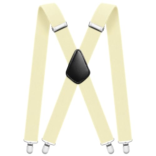 Image of Aomig Men's Adjustable Wide Braces, Extra Wide X Braces for Men, Braces for Men with Very Strong 4 Clips - 3.5 cm