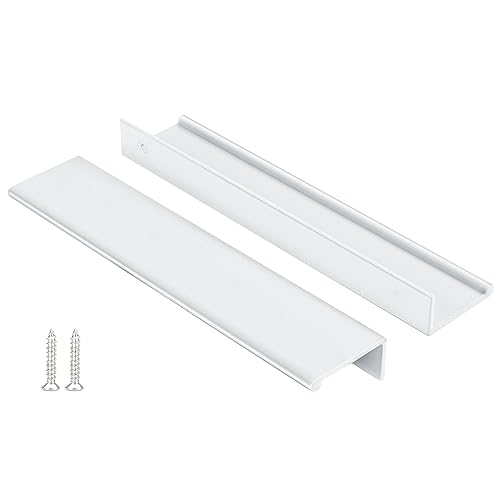 Image of Peaha 10 Pack Kitchen Cabinet Handles 6-5 /16 inch White Drawer Pulls Edge Pulls | White Cabinet Pulls Dresser Drawer Handles Modern Hidden Aluminum Alloy Closet Bedroom, Easy to Install