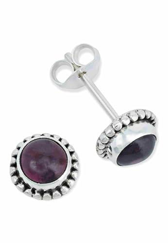 Ohrstecker 925 Silber Granat roter Stein Edelstein Ohrringe echt Silber Damen Sterling Silber Stecker Geschenk(MOS-025-02)