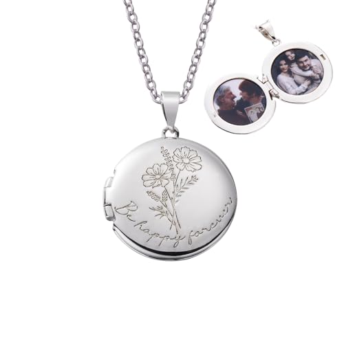 Collier avec photo personnalisable argent pendentif cœur mois de naissance