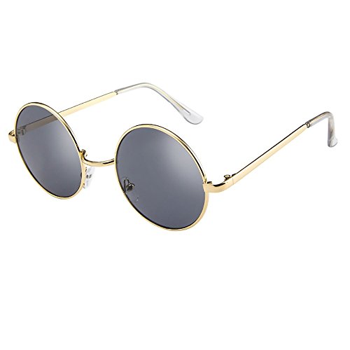 PANPANY Occhiali da Sole Uomo e Donna Retro Vintage Stile Lennon Rotondi Circolari in Metallo Tondi