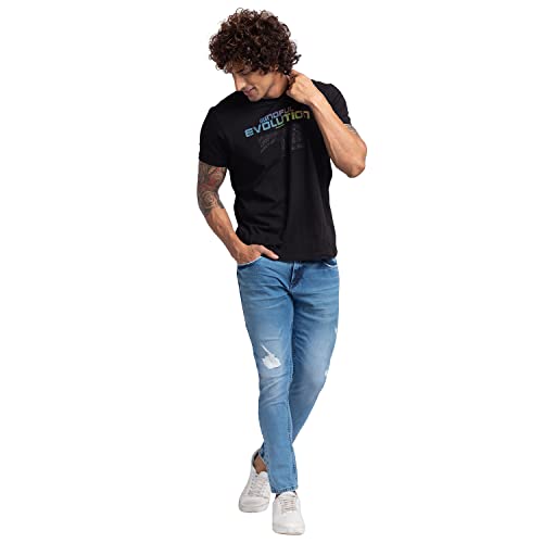 Image of Spykar Men's Mid Rise Cotton Slim Fit Tapered Length Jeans (Kano)