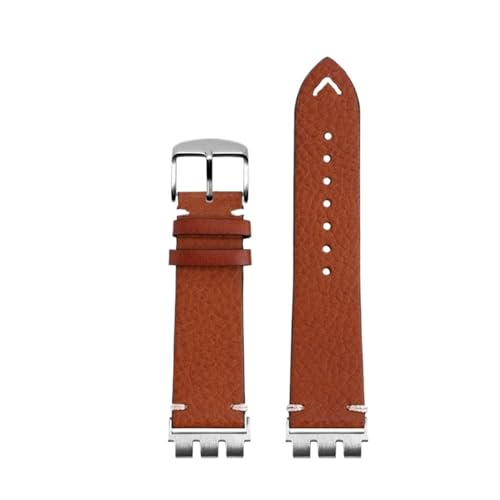 Bracelet de montre 21mm cuir marron Swatch YVS454 YVS421 style rétro