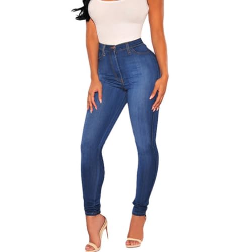 Jeans Pants Trousers Denim Slim Fit Solid Color Buttocks Lift Elastic Slimming Trend High Waist Women's Jeans