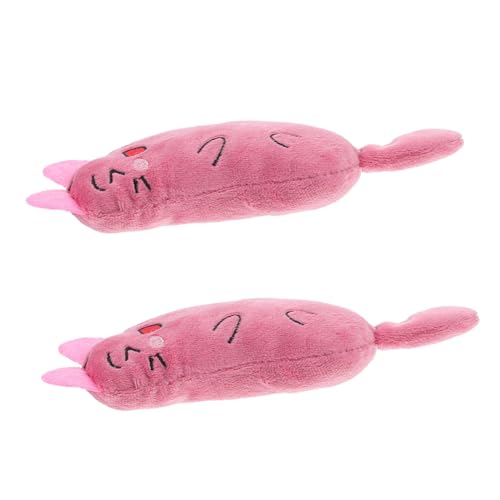 Gadpiparty 2個 猫とネズミのおもちゃ 猫は噛みます 子猫のおもちゃ キャットニップ 猫用スティック ロボット猫のおもちゃ 子猫の首輪 猫のスクラッチャーのおもちゃ ぬいぐるみ ピンク