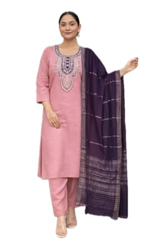 Image of LookMark Women's Silk Blend Kurta Set with Dupatta, Traditional Ethnic Wear