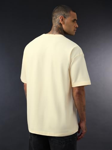 Image of The Souled Store Spider-Man: Ink'd Men and Boys Short Sleeve Round Neck Cream Graphic Printed Superhero Casual Lightweight Drop Shoulder Streetwear Trendy Cotton Oversized T-Shirts