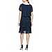 S.L. Fashions Women's Short Sleeve Solid Tulip Tiered Chiffon Dress (Missy and Petite), Navy Beaded Trim, 18