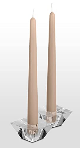 12 Pack Tall Taper Candles - 10 Inch Sahara Beige Dripless, Unscented Dinner Candle - Paraffin Wax With Cotton Wicks - 8 Hour Burn Time #TOP7
