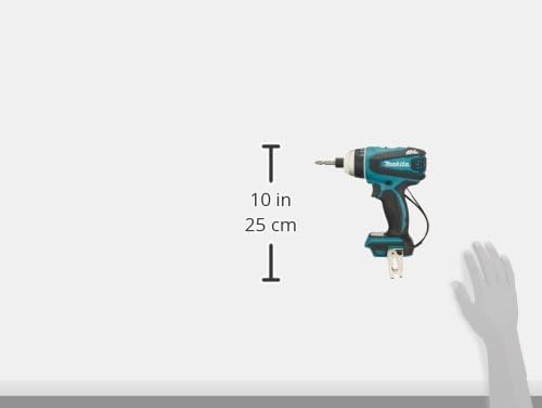 Diagram showing the dimensions of the Makita 4-Mode Impact Driver TP131, indicating a height of 25 cm (10 inches).
