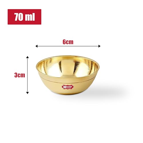 Image of Kitchen Expert Small Brass Bowl | Set of 2 | 70 ml | Oil Diya for Mandir | Ideal for Home Decor, Pooja,Festivals, Prasad and Desert Katori | Kasa Bowl | Decorative Brass Bowl