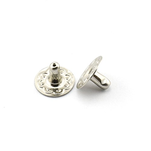 60 Sets 10Mm Metal Snap Fasteners Press Stud Rounded Sewing Rivet Buttons Clothing Leather Craft Diy Poppers Silver #TOP3