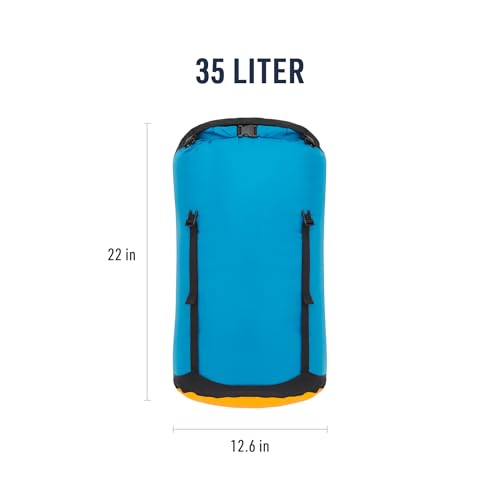 Image of Sea to Summit eVac Compression Dry Bag, Waterproof Compression Sack, 35 Liter, Turkish Tile Blue