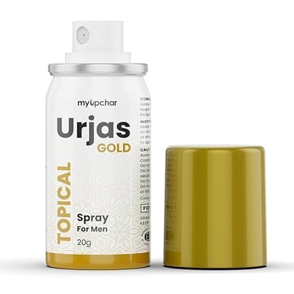 Image of myUpchar Urjas Topical Spray Gold For Men | Non-Transferable & | Non Alcoholic | Strawberry Flavor With No Side Effect | 20 gm